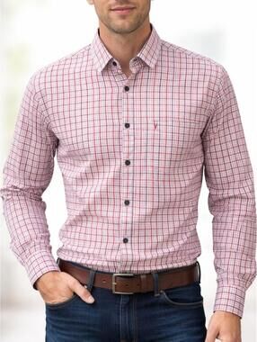 Van Heusen Long Sleeve Button Up Shirt Slim Fit 100% Cotton Men's Medium